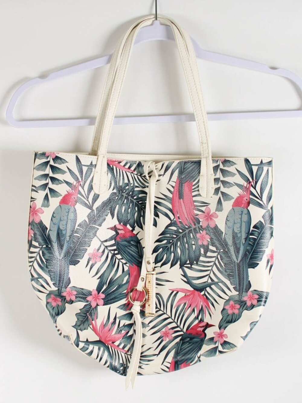 Tropical Bird Floral Tote Bag Parrot Print Beach Boho